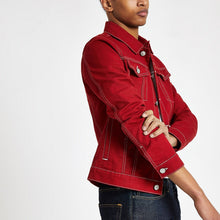 Red contrast stitch denim jacket