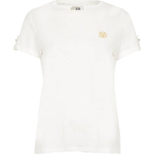 White RI turn up sleeve T-shirt